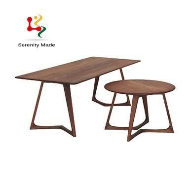 Wooden Frame Oak Wood Color Rectangle Dining Table for Restaurant Use