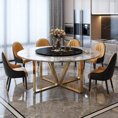 Wholesale Commercial Luxury Dining Table Set Marble Restaurant Table Glass with Velvet Fabric Chair Coffee Table