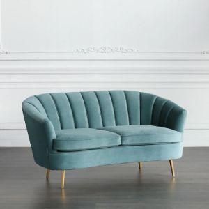 Modern Family Room Brass Legs Luxury Velvet Upholstered Sofas