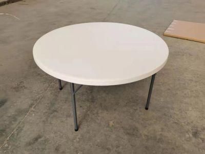 4FT Modern Wedding Hotel Furniture Metal Table Leg Plastic HDPE Restaurant Dining Round Folding Table for Event, Party, Camping Diameter 120cm