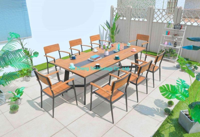 Vintage Industrial Furniture Commercial Solid Wood Top Metal Frame Bar Table and Chair Set