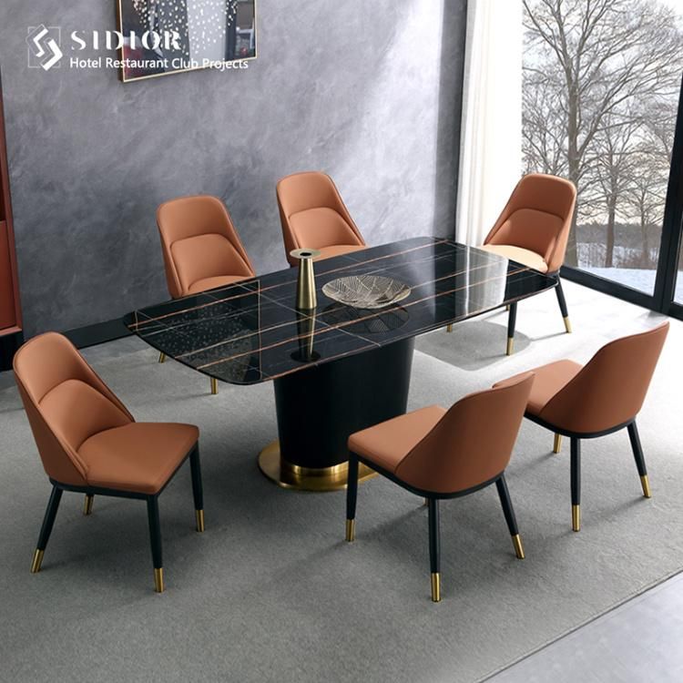 Modern Design Stackable Woven PU Leather Metal Legs Dining Chair