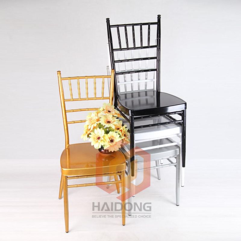 Gold Color Aluminum Metal Chiavari Hotel Dining Chairs
