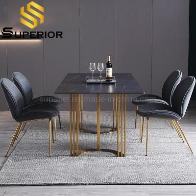 Modern Design Dining Furniture Set Black Marble Slate Dinner Table