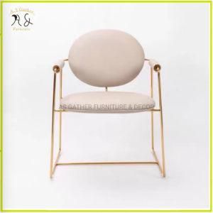 Light Luxury Modern Living Room Furniture Upholstery Gold Metal Dining Chair