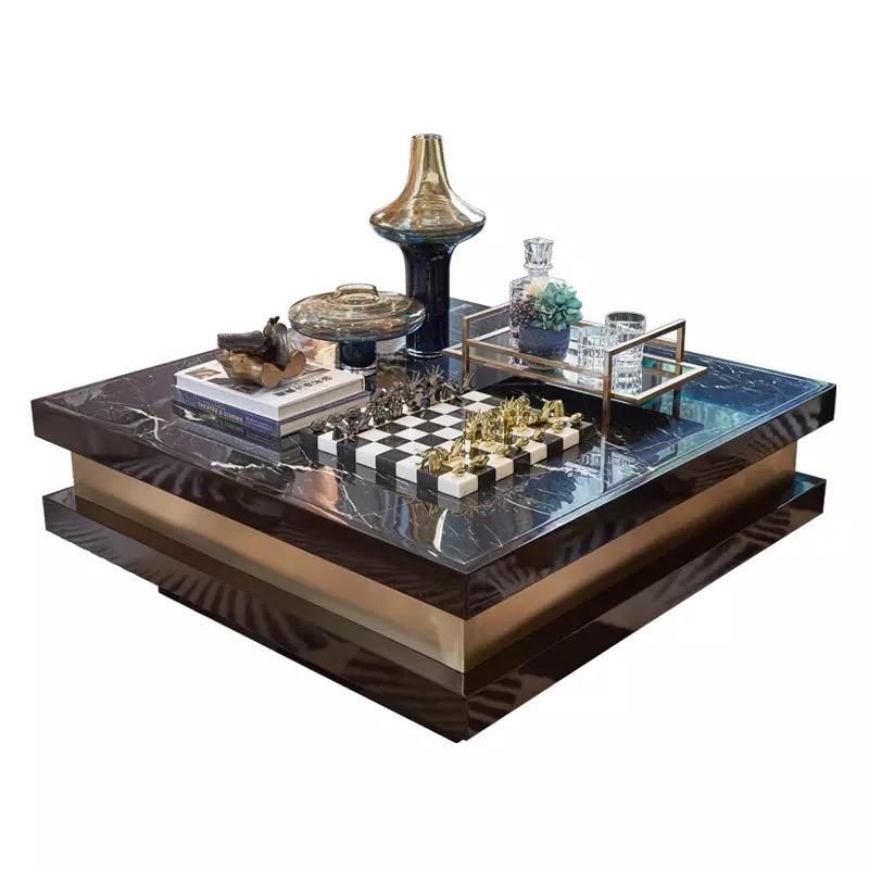Modern Stainless Steel Furniture High Gloss Glass Living Room TV Cabinet Sofa Popular Luxury Coffee Table