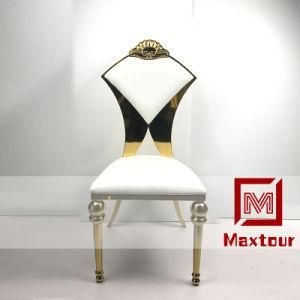 Hot Style Gorgeous White Leather Gold Wedding Chair for Sale
