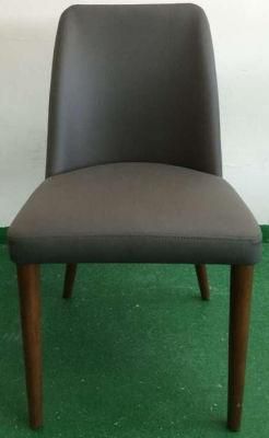 Steel Inner Seat Frame Dining Chair Leather Wooden Side Chair