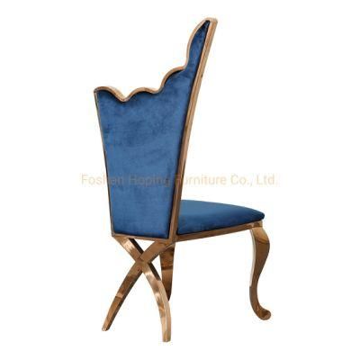 Blue Wing Back Hight Chairs Design Luxury Royal Throne Wedding Outdoor Chair for Sales