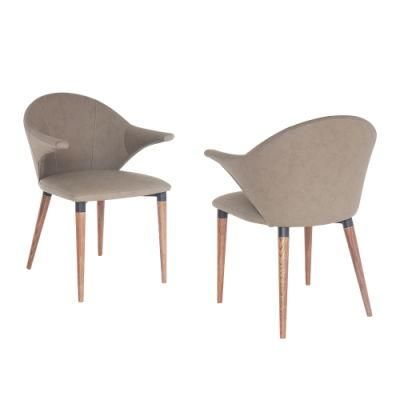 Furniture Simple Modern Design Iron Wood Leg PU Restaurant Dining Chair