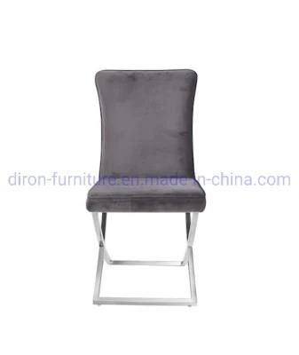 Modern European Style Hotel Dining Chair Stainless Steel Leg Velvet Dining Chair