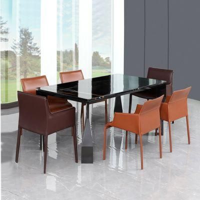 Luxury Modern Wood Dining Sets, Rectangular Extended Black Dining Table