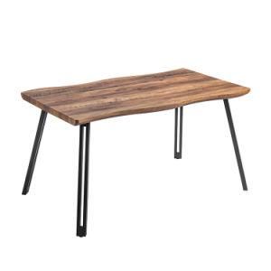 Modern Design MDF Top Surface with Black Powder Coating Legs Dining Room Table