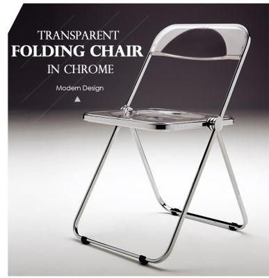 Italian Design Steel Frame Folding Chair with Plastic Seating