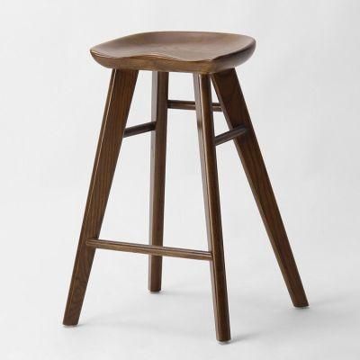 Kvj-9001 Bistro Beech Wood Diamond Leg Tractor Stool