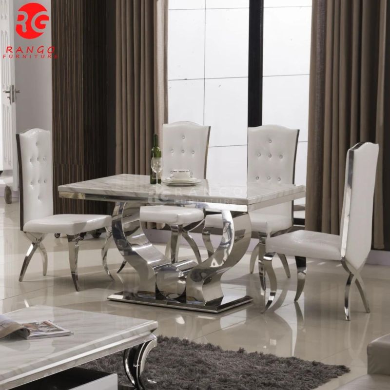 Marble Table with Glass Top Dining Table in Fashion Design for Sale Dining Room Furniture