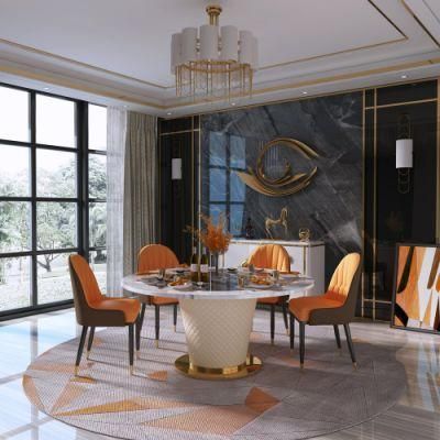 Modern Design Living Room Rectangular Luxury Dining Table Stainless Steel Dining Set
