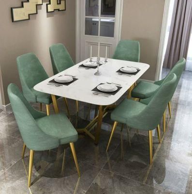 Velvet Leisure Fabric Dining Room Chair Gold Leg Upholstered Dining Chair