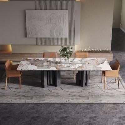 Foshan Factory Wholesale Price Modern Decor Home Furniture Italian Big Size Metal Dining Table