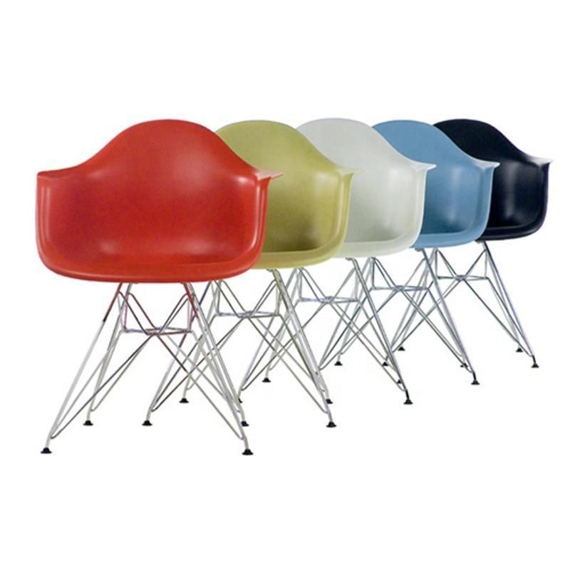 Hot Sale Plastic Dining Chair with Steel Leg Colorful Arm Chairs for Restaurants and Coffee Shop
