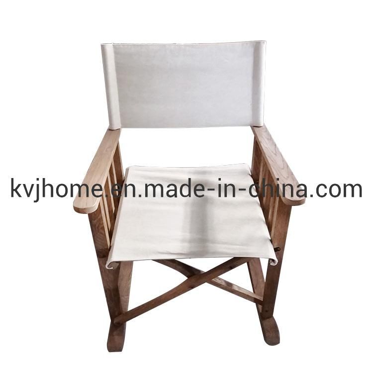 Kvj-Ec21 Antique Foldable Wooden Oak Director Rocking Chair