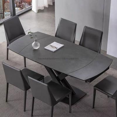 2021 Simple Marble Dining Table Marble Top Dining Table Set Simple Black Legs Cafeset 6 Seater Marble Dining Table