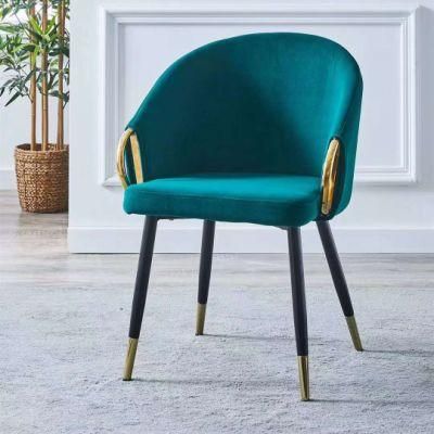 Home Furniture Nordic Velvet Modern Luxury Dining Chairs with Metal Legs
