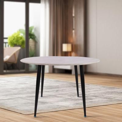 Wholesale Home Furniture Modern Design Beech Wood Legs Table White Round MDF Dining Table Only