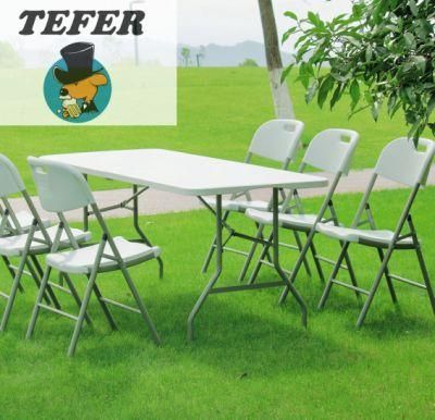 Wholesale Cheap White HDPE 6FT Retangular Plastic Folding Table for Wedding Event Rental Hotel Restaurant Dining Catering