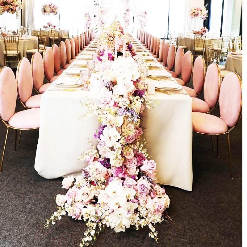 New Style White Wedding Conference Chairs for Events Pink Stainless Steel