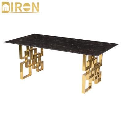 Home Furniture Modern Luxury Gold Legs Marble Dining Tables