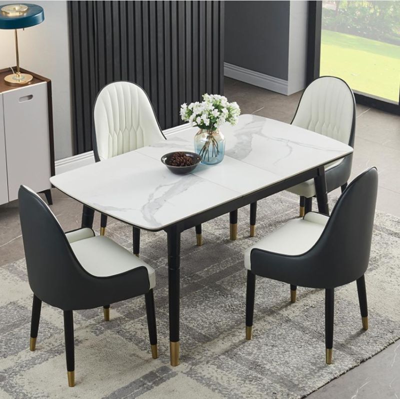 Wholesale Modern Home Dinner Furniture Metal Legs PU Leather Dining Chairs with Leather Arm Chair