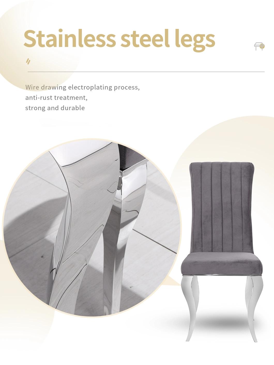 Modern Furniture Stainless Steel Legs Dining Room Chair Upholstered Velvet Dining Chairs