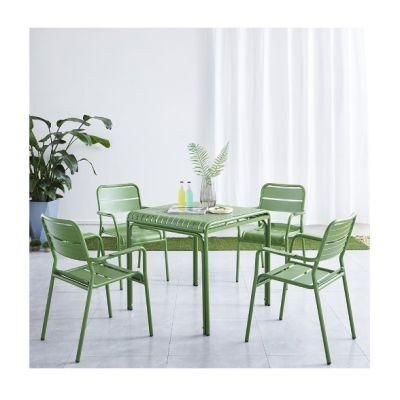 Wholesale 80X80xh76cm Green Metal Square Dining Table Coffee Table