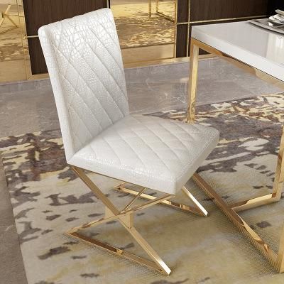 Luxury Metal Legs Leather Dining Chair Dining Room Modern