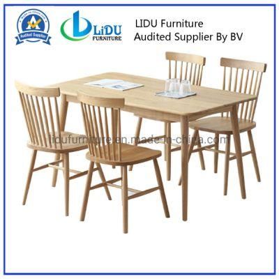 Wood Table and Chairs/Home Solid Wood Table with Chairs/Dining Room Set Modern Solid Wood Dining Table Design