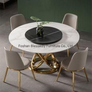 Dining Furniture Functional Round Rotated Marble Dining Table