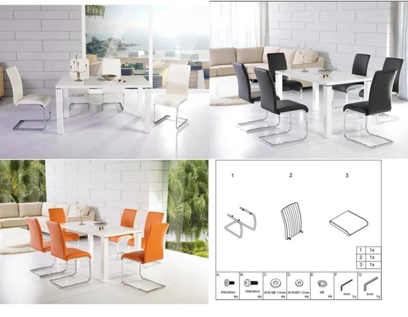 High Back PVC PU Living Room Chair in Modern Style Dining Chairs