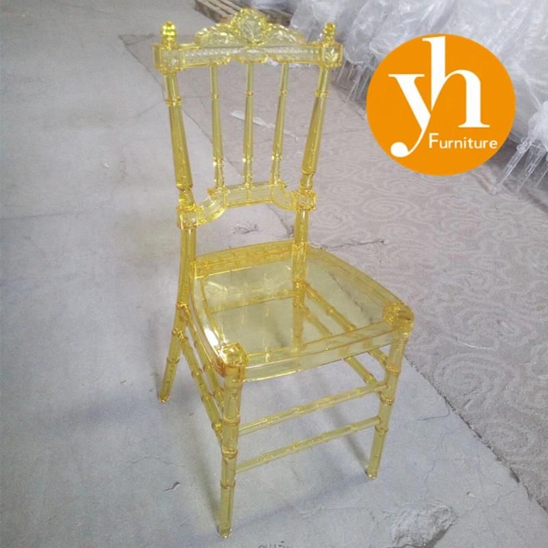 Dining Furniture Wedding Polycarbonate Resin Napoleon Clear Amber Gold Chair