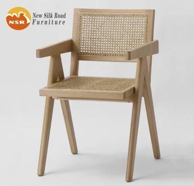 Master Classic Design Pierre Jeannerate Retro Solid Ash/Oak/Beech/Cheey Wood Rattan Chair Armless Pj Vintage Dining Room Cane Woven Chair
