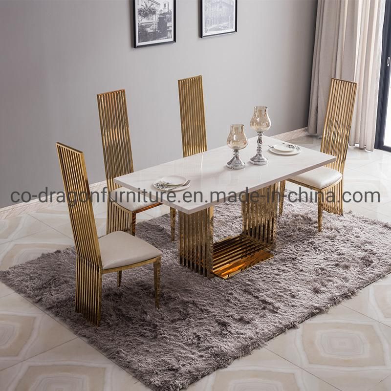 Fashion Gold Steel Dining Table with Top for Dining Furniture