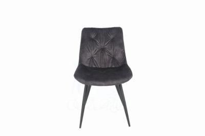 Eurpon Design Velvet Fabric Black Metal Legs Dining Room Chair