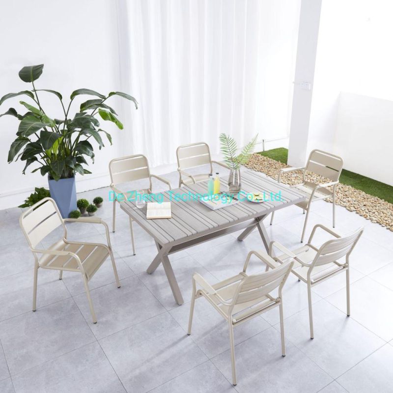 High Quality Simple Design Style Plastic Wood Furniture Dining Table