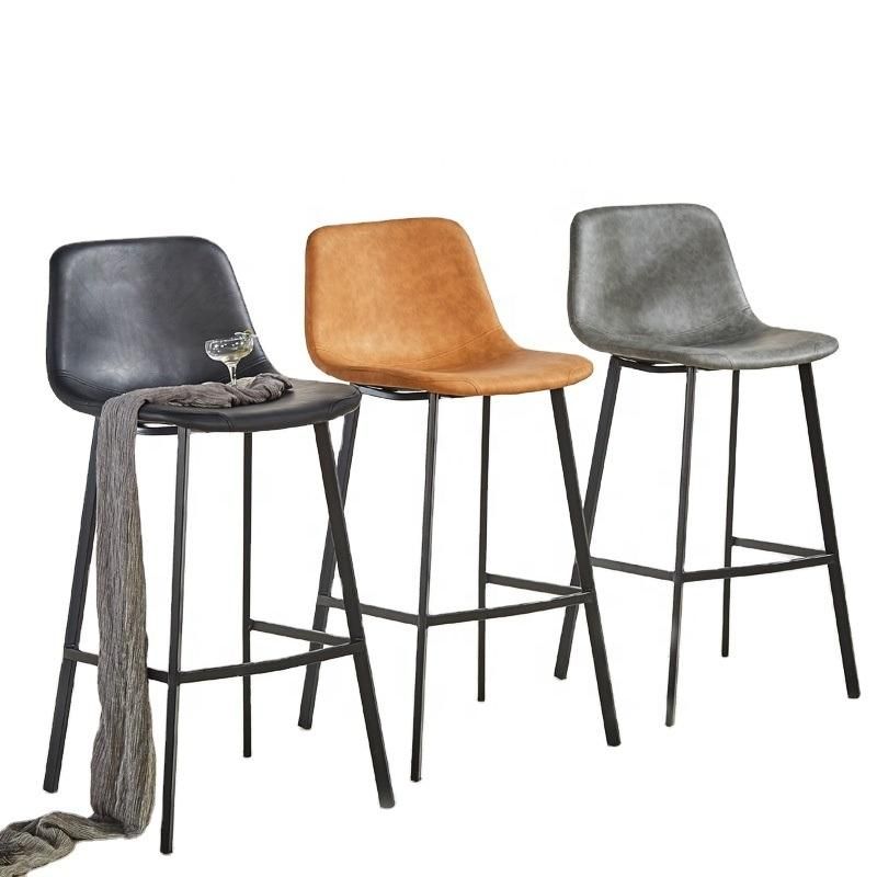Modern Design Industrial Style Cafe Leather Bar Stools High Chair