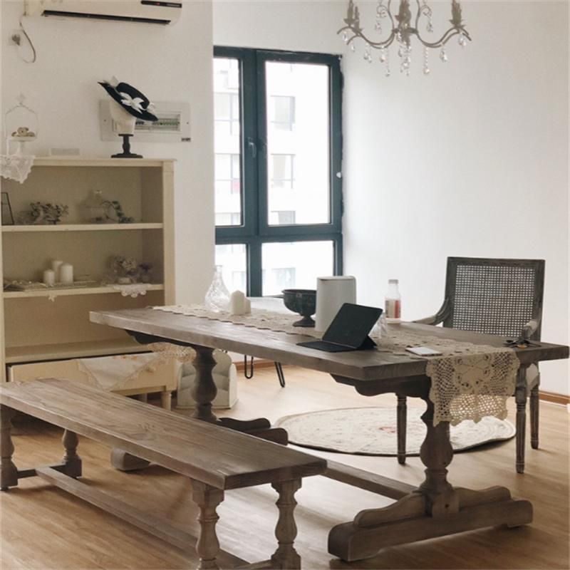 Made in China Antique Furniture Solid Wood Dining Table Set Solid