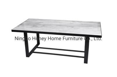 Modern Style Marble Top Metal Leg Dining Table