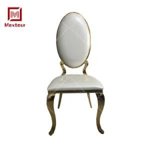 Wedding Banquet Hall Furniture Stainless Steel White and Gold Round Dining Chair