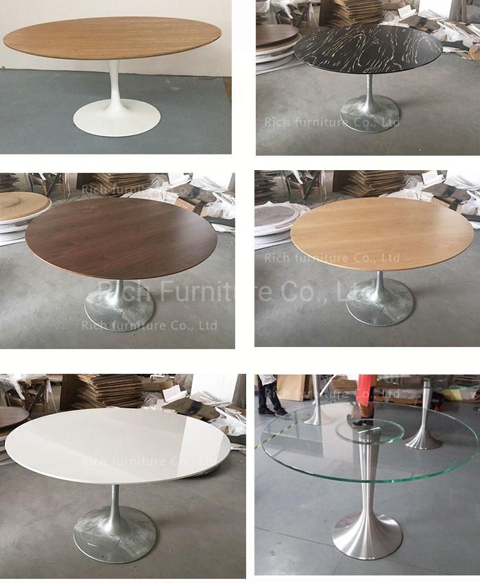 White Fiberglass Marble Round Dining Table