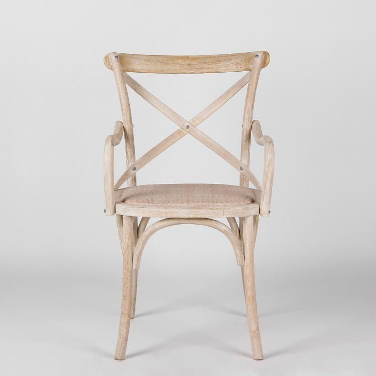 French Provincial Washshite X Back Chair with Arm (RCH-4002)