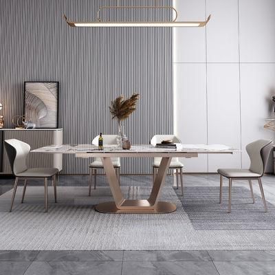 Modern Southeast Asia Design Extendable Dining Table Slate Top Furniture Kitchen Set Dining Room Furniture MDF Top Effect Paper Dining Table